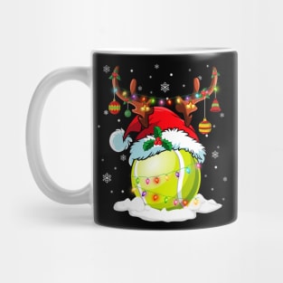 Reindeer Santa Hat Tennis Christmas Lights Xmas Mug